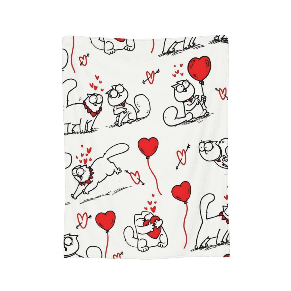 Simons Cat Humorous Cat Flannel Blankets Novelty Throw Blankets for Home Hotel Sofa 125*100cm Bedspreads,