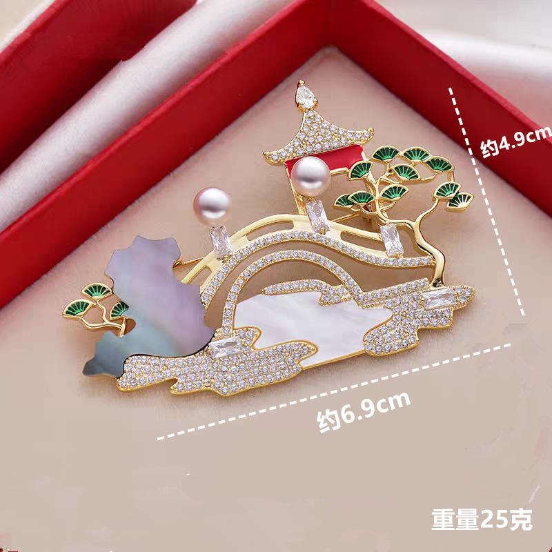 Новое здание Тяньгун Брошь «Мост Сороки» Легкая роскошь Китайский стиль Придворная булавка Женский подарок на День святого Валентина