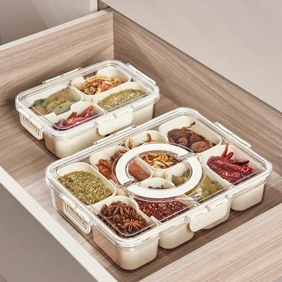 Bandeja de Servir Dividida com 8 Compartimentos Pratos de Petiscos Organizador com Alça e Tampa Caixa para Petiscos Frutas Alimentos Conservação de Frescor Acessórios de Cozinha Novo