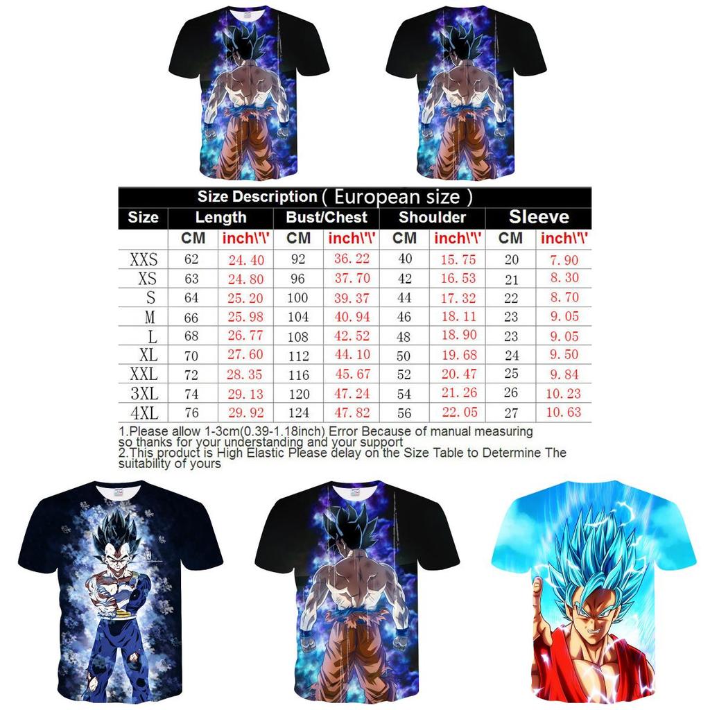 Exquisite 3d Print Dragon Ball Z Vegeta Goku Super Saiyan Casual Tee Anime Shirts