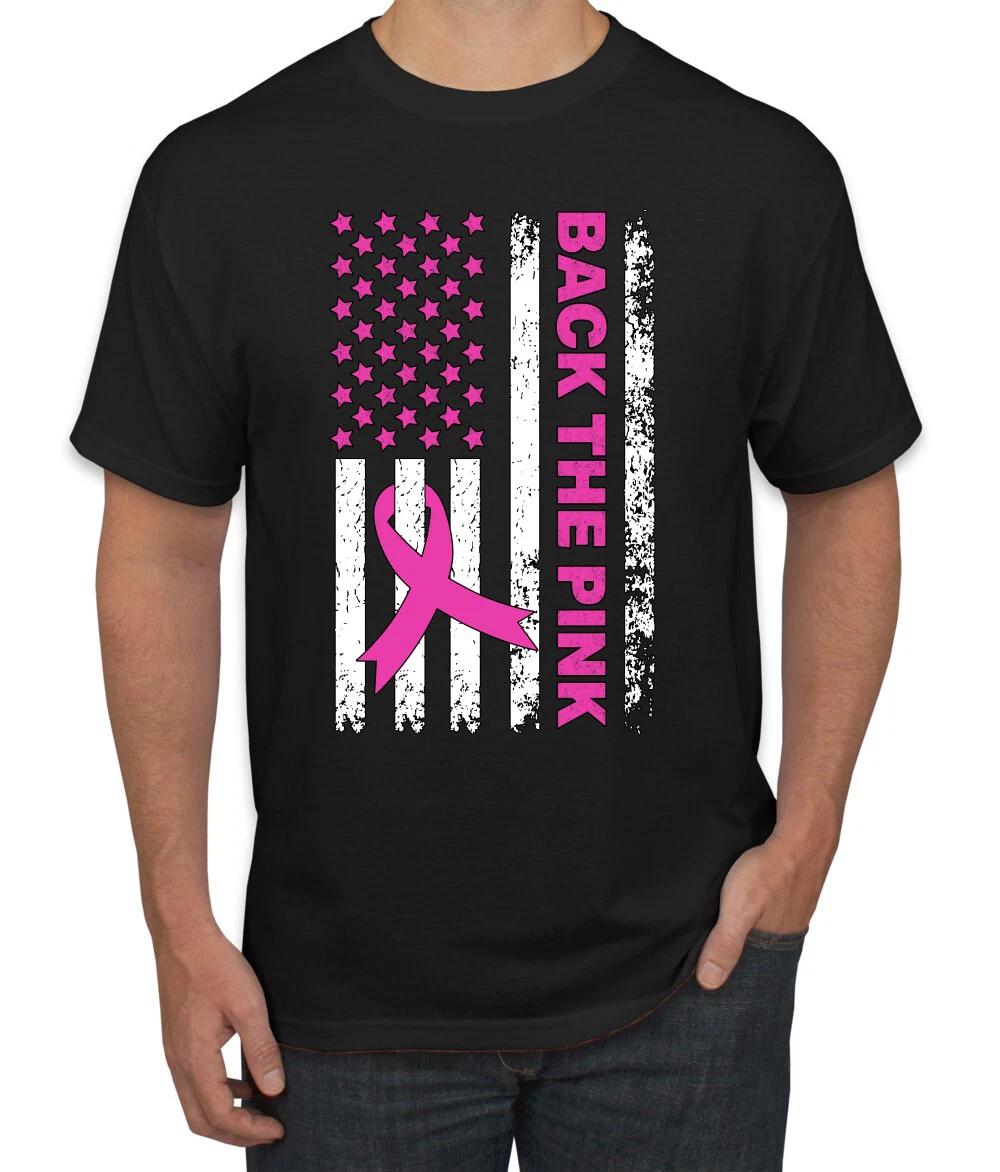 Back the Pink American Flag Awareness Mens T- Shirt S