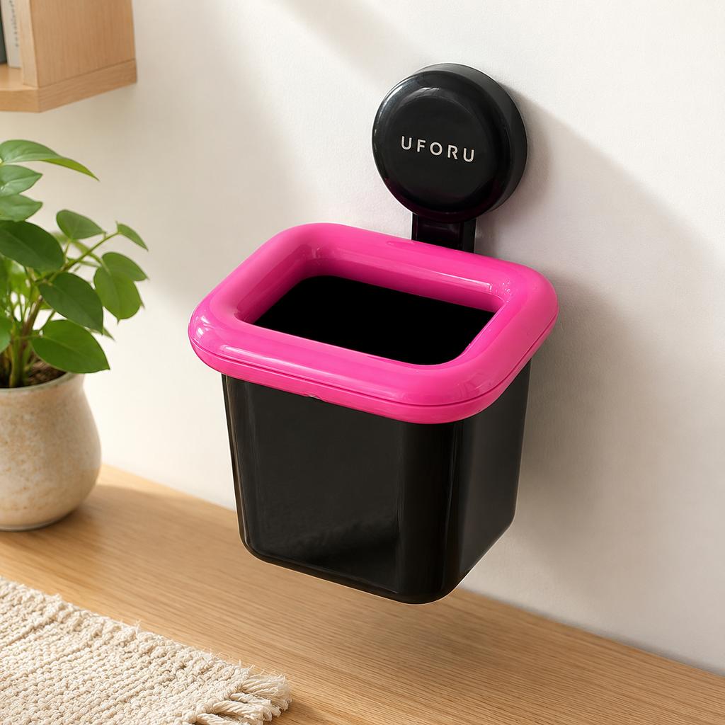Punch‑Free Suction Cup Wall Mount Storage Holder, Wall Hanging Mini Organizer Cup for Makeup Brushes Toothbrush Small Sundries, Removable Suction