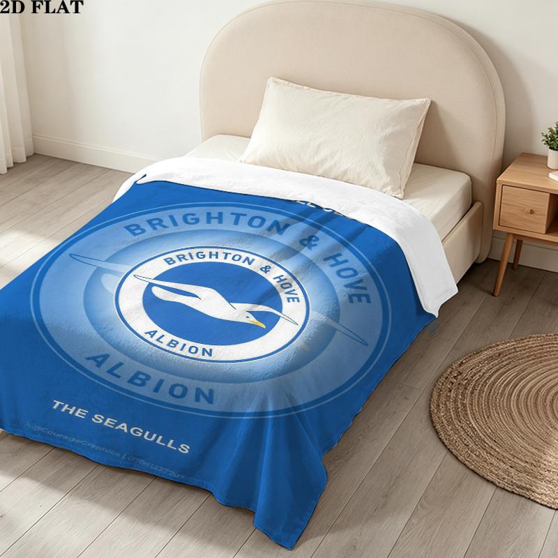 Brighton & Hove Albion FC Print Flannel Blanket High Quality Warm Comfortable Cover for All Seasons Perfect for Gifts Home Decor