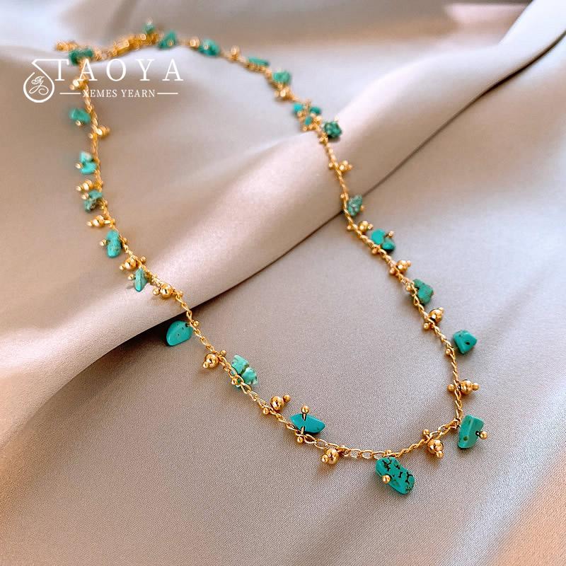 

Natural Irregular Green Stone Pendant Gold Color Chain Necklace 2026 Fashion Jewelry For Women s Sexy Neckchain Neck Accessories