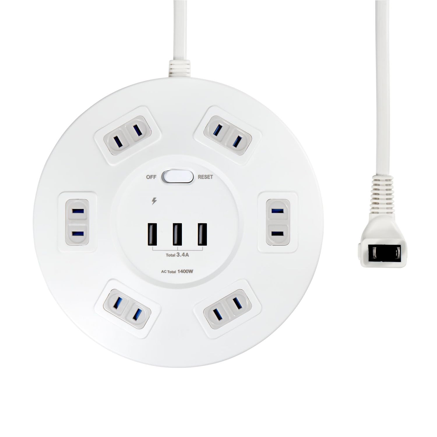 

ELPA Round USB Tap 6P WLS-R6332BUA(W)