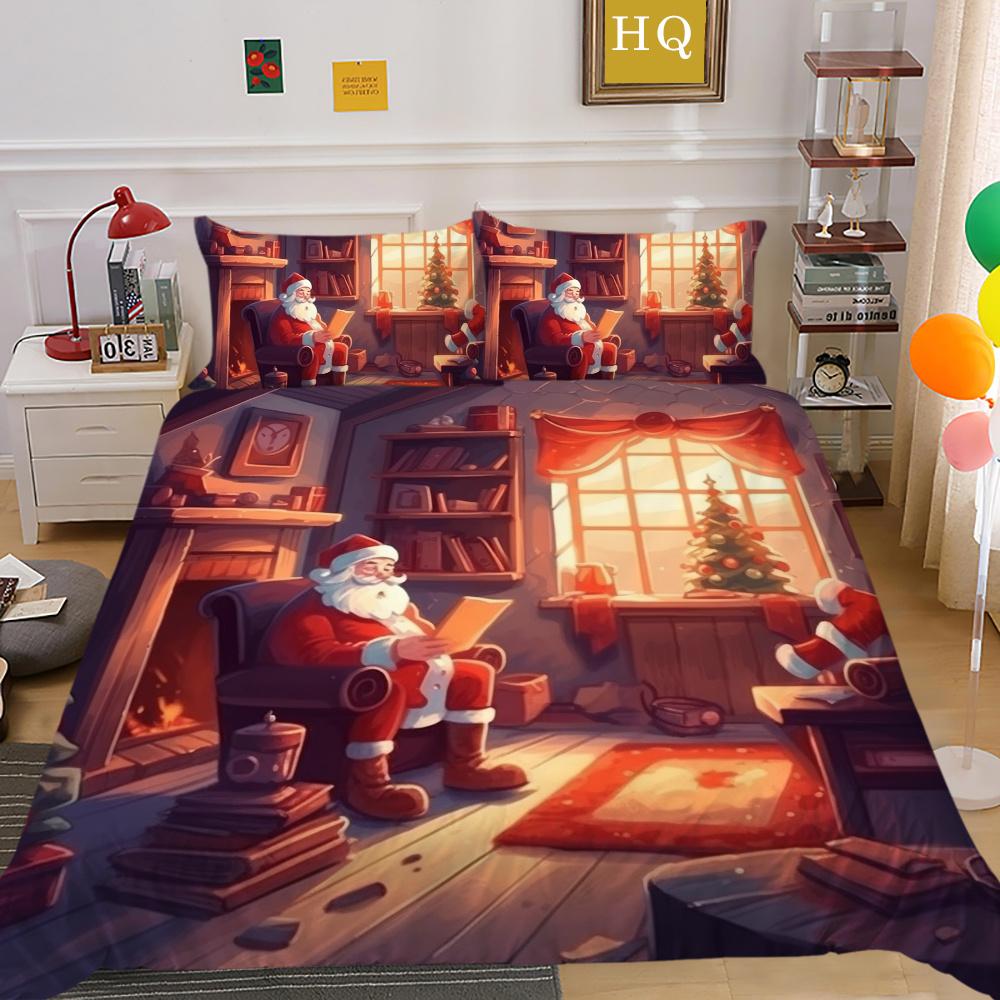 Świąteczne drukowanie 3D na pościel w pełnym rozmiarze zestaw poszewek na kołdrę z mikrofibry dla dzieci Highend narzuty
