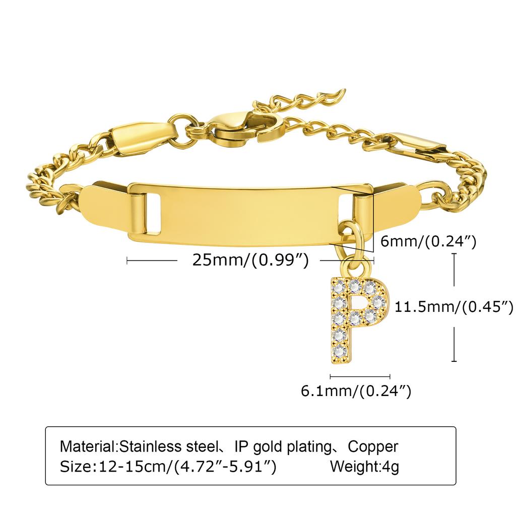 26 Initial A-Z Free Custom Name Date Bracelets Amulet Gift Jewelry, Anti Allergy Stainless Steel Chains Bracelet