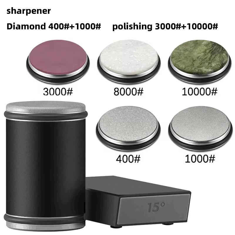 Nová válcová bruska na nože Oboustranný diamantový brusný kámen 15_20° stupňů Magnetický úhel Válcové ostření pro kuchyni
