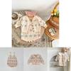 Adorable Cherry Pattern Knitted Baby Girl Jacket And Romper Set For Autumn 2023