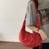 Cute Polka Dot Drawstring Crossbody Bag Korean Style Fashionable Shoulder Handbag Trendy Water Dumpling Bag for Women KTB