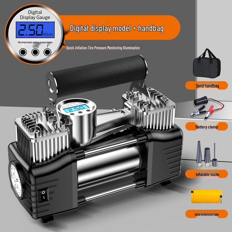 

Портативный электрический насос высокого давления для накачивания шин: Двухцилиндровый, Многофункциональный для Седана