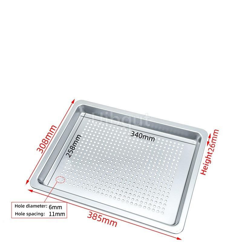 304 Stainless Steel Steamer Tray Kitchen Oil Draining Pan Rectangular Perforated Tray Commercial Oven Steamer Liner Steaming Pan