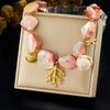 DIEYURO Acciaio Inossidabile 316L Pietra Rosa Corallo Stella Marina Tartaruga Set Collana Bracciale Donna Nuova Moda Gioielli Impermeabili Set Regalo