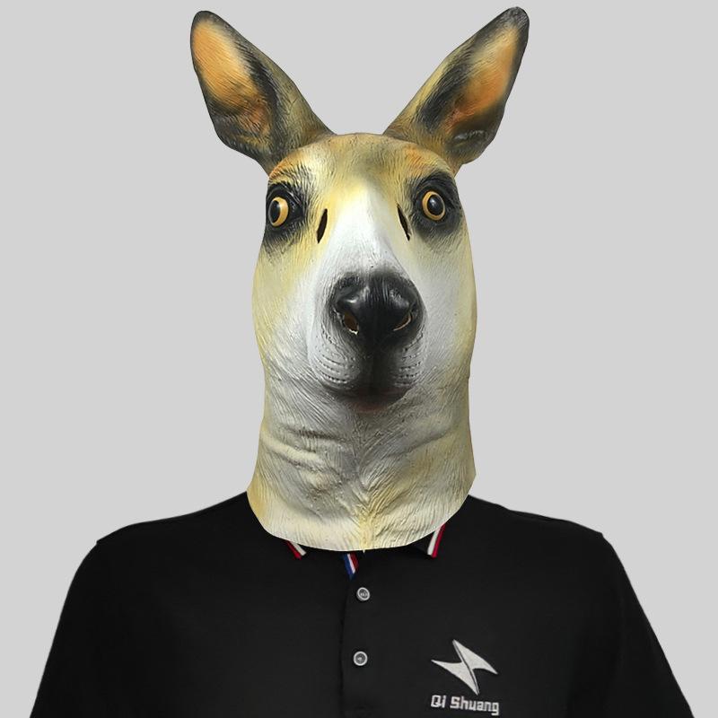 

Милая Смешная И Маска Головы Животного Кенгуру Латексный Аксессуар для Костюма для Вечеринки на Хэллоуин