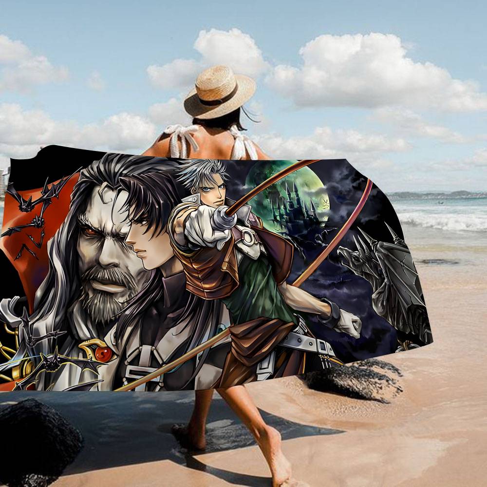 Castlevania Anime Game Beach Towel Colorful Bath Towels For Girl Microfiber Quick Dry Custom Sand Free Beach Yoga Spa Gym Pool