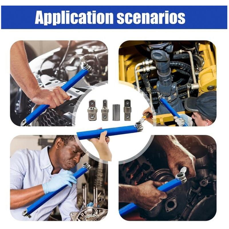 

2-in-1 Multi-Functional Extension Wrench with Ratchet Non-Slip Metal Industrial Tool Set Wrench Tool Wrench Connector