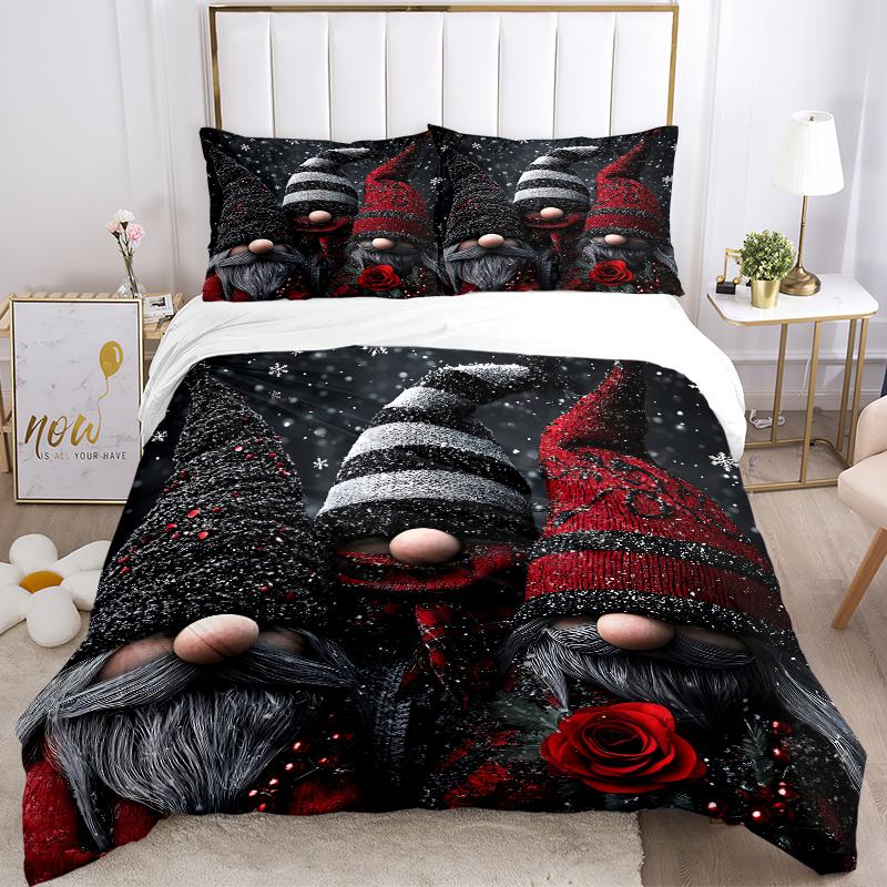 3Pcs Winter Gnome Trio Bedding Sets For All Sizes New 3D Printed Bed Cover Comforter Duvet Cover Pillowcase Bedroom Decoration
