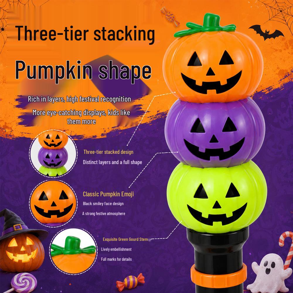 Glowing Halloween Pumpkin Glitter Stick - Three-Layer Stacked, Colorful Handheld Costume Toy