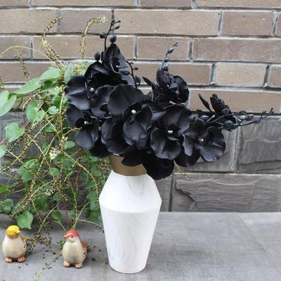 Sztuczny Kwiat Symulacja Kwiatowa Tkanina Czarny Phalaenopsis Sztuczny Kwiat do Domu