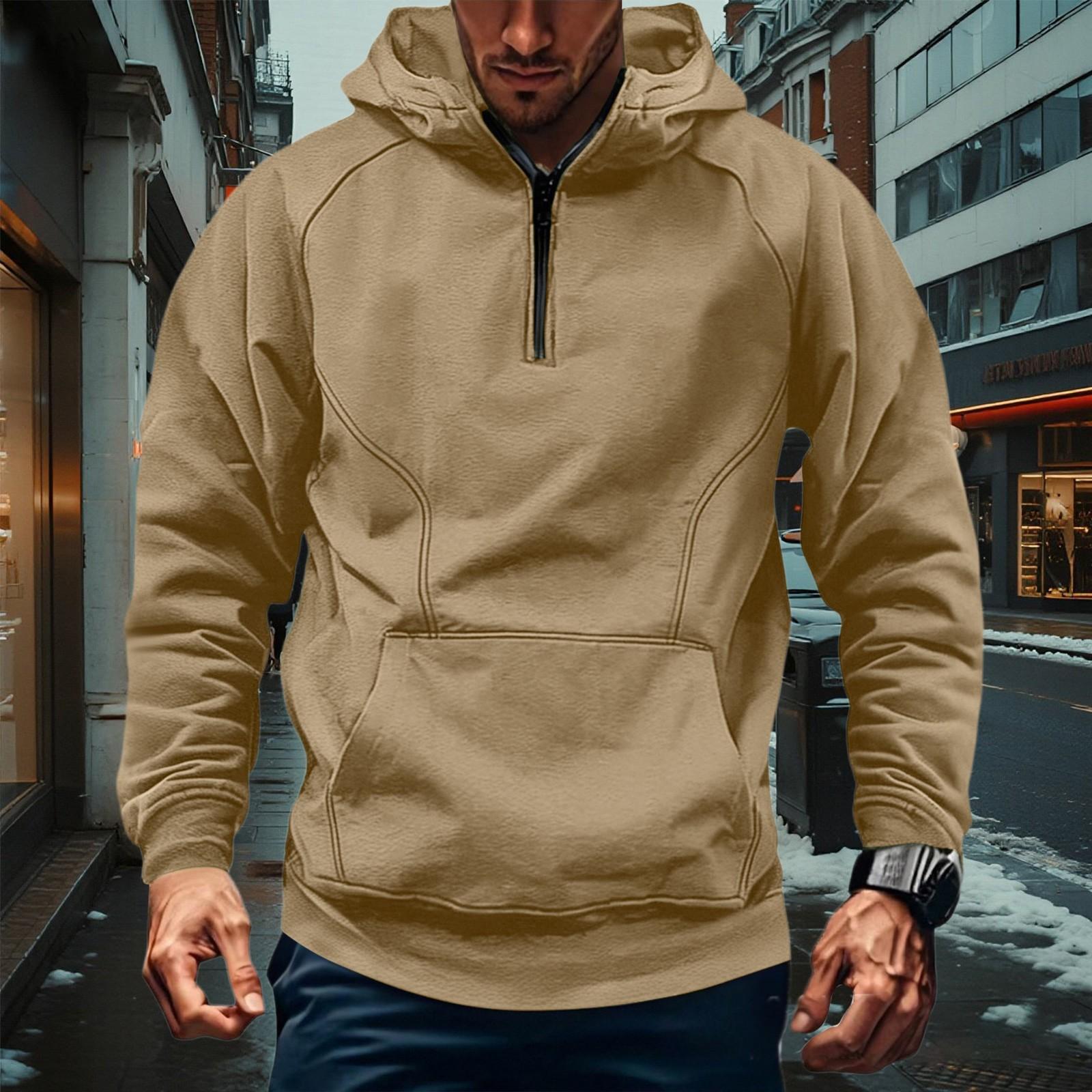 

Men s Casual Quarter Zipper Cargo Hoodies, Military Hooded Sweatshirt With Raglan Sleeve And Pocket XL