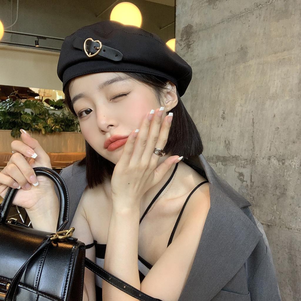 Womens Vintage Summer Face Slimming Artist Beret Lightweight Designer Black