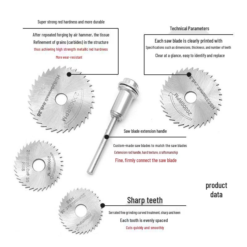 8pc High-Speed Steel Saw Blade Set for Wood, PVC, Plastic Cutting
