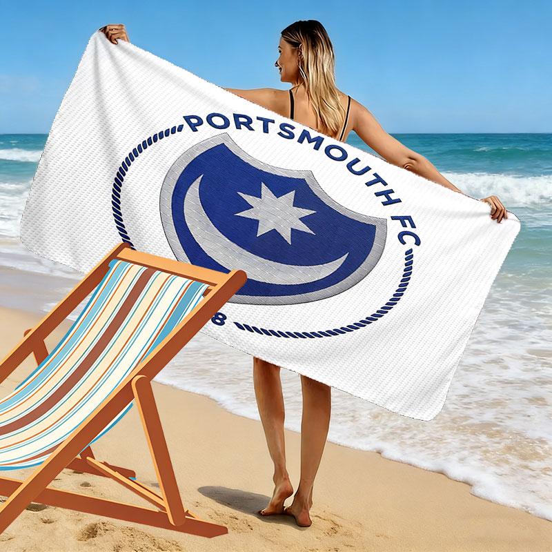 Portsmouth FC Art Print Beach Towel, Large Soft Quick Dry Towel for Beach Camping Swimming