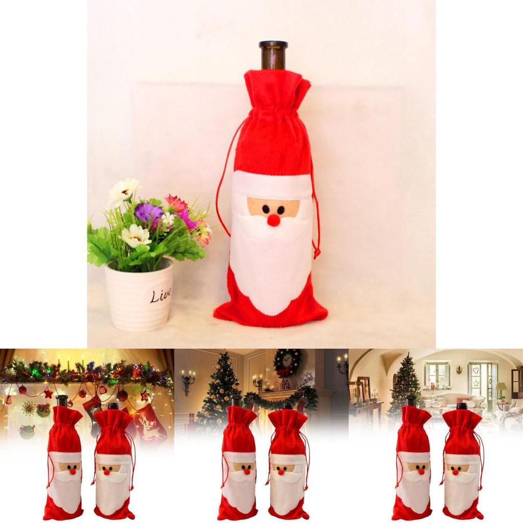 Festive Santa Claus Wine Bottle Cover Elegant Holiday Wine Bag For Christmas Cheer