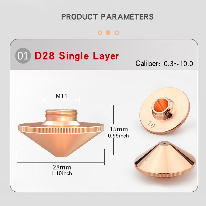 Single Layer Double Chrome Plated Layers H15 M11 for Precitec WSX Fiber Cutting Head D28 Laser Nozzle Ultrarayc Cutting Head