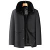 Men's Plus Size Business Casual Fleece-Lined Jacket with Detachable Fur Collar - 2025 Winter Collection