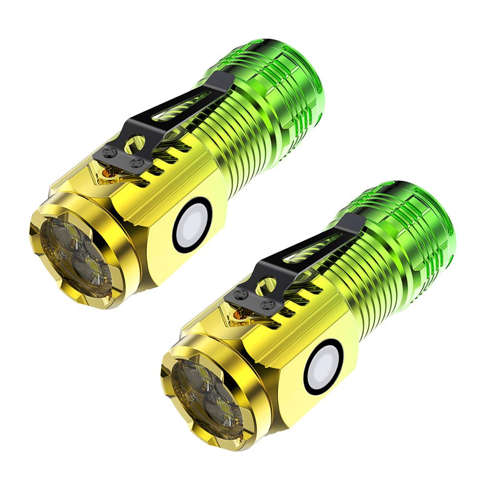 Mini 3 LED Flashlight Portable Rechargeable 18350 Battery, Magnet Powerful Portable EDC Torch for Camping Hiking Emergencies