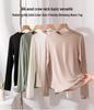 2025 Autumn Slimming Round Neck Silk Wool T-Shirt - Warm, Skin-Friendly, Solid Color