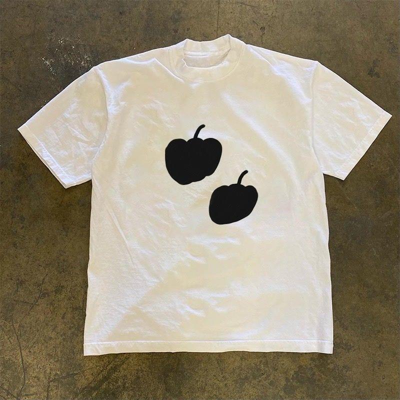 

Summer New Bell Pepper Funny Print Short Sleeve TShirt Unisexs American Casual Oversized Cotton Top 3XL