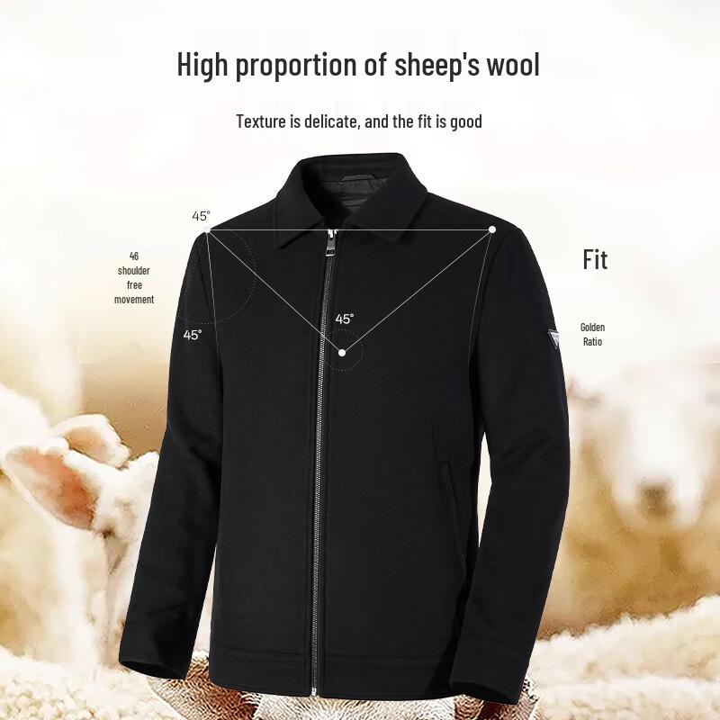 SEPTWOLVES Men's Wool Blend Lapel Jacket