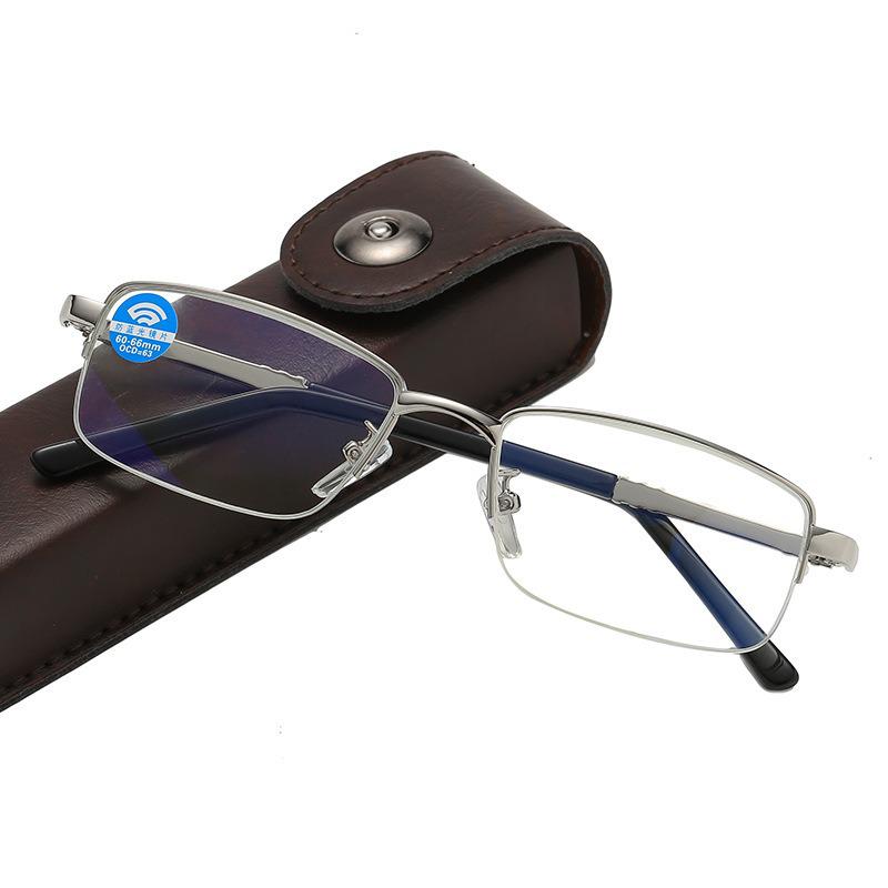 Chic Women's Metal Half-Frame Reading Glasses, HD Eye Protection, Blue Light Blocking, Unisex, Youthful Style