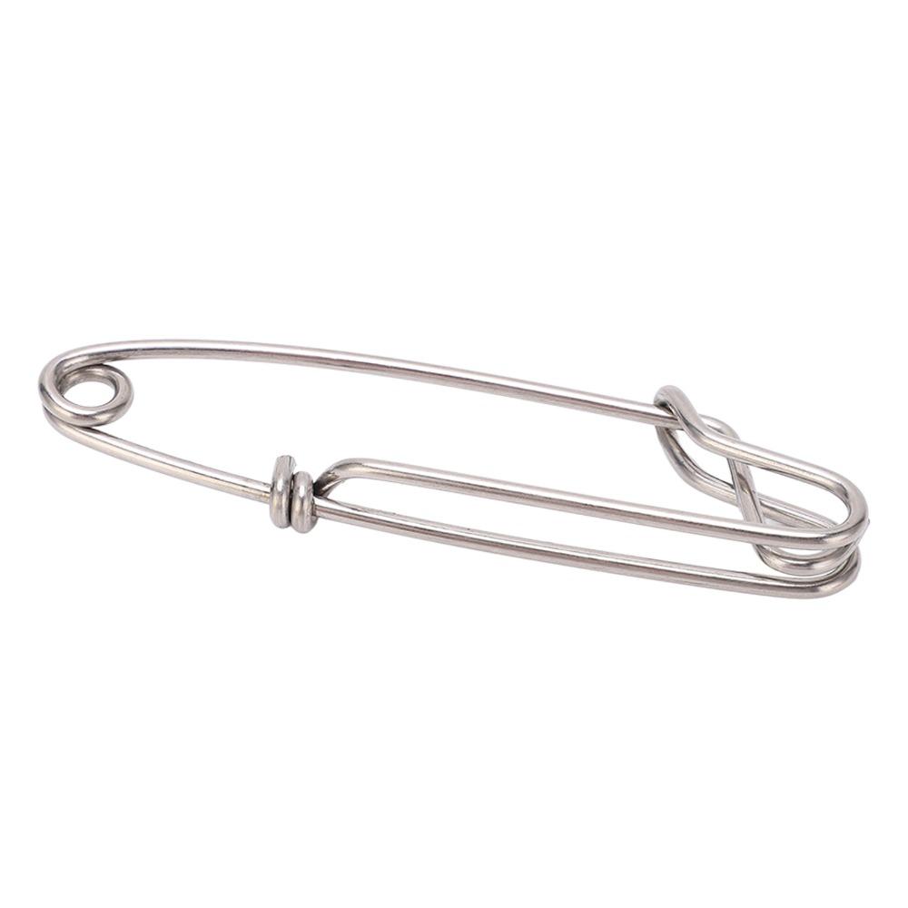 15PCS Durable Stainless Steel Long Line Clips Snap Open Eye Pin 2.0*80mm Tuna Clip Lightweight Fishing Snap Clip Tuna Fishing