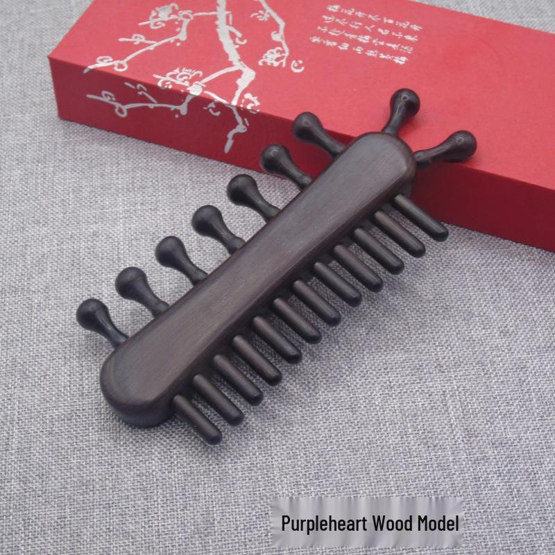 Purple & Green Sandalwood Multifunctional Scalp Massage Comb