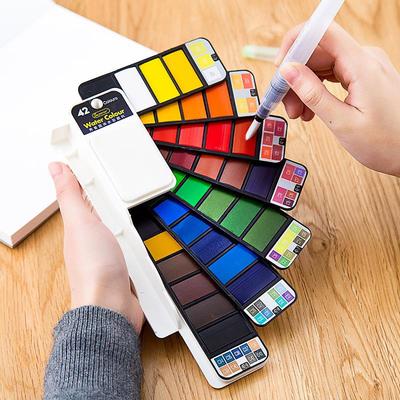 Professionelle 18/24 Farben Solide Aquarell Malen Set Wasser Farbe Pigment Mit Wasser Pinsel Stift Für Schule Kunst Liefert