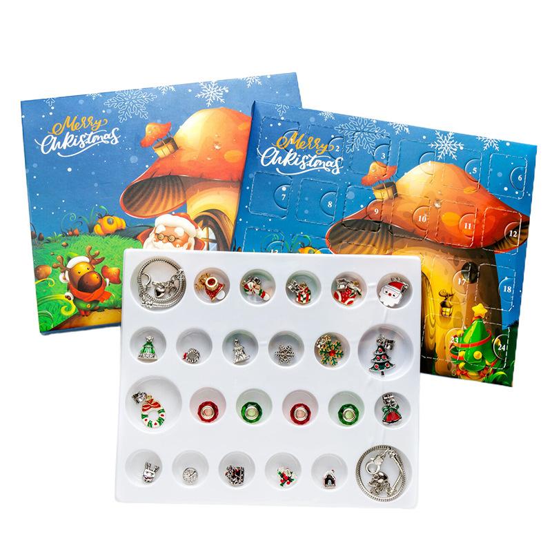1 Set 24 Günlük Noel Geri Sayım Takvimi Sürpriz Kendin Yap Yaratıcı Takı Uçlu Yapım Kiti Noel Advent Takvimi Kız Bileklik
