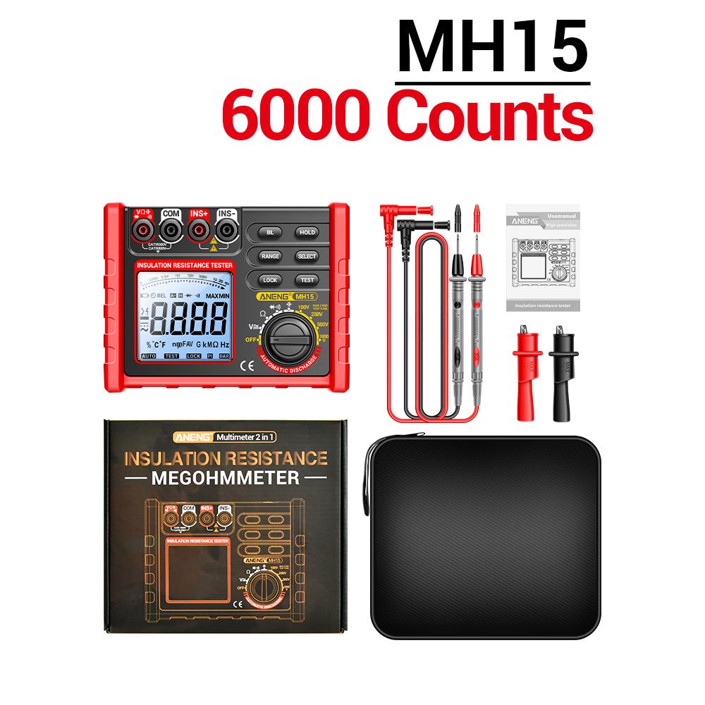 ANENG MH15 Insulation Resistance Multifunctional Digital Meter Automatic discharge AC/DC Voltage LCD Megohmmeter Tester Tools