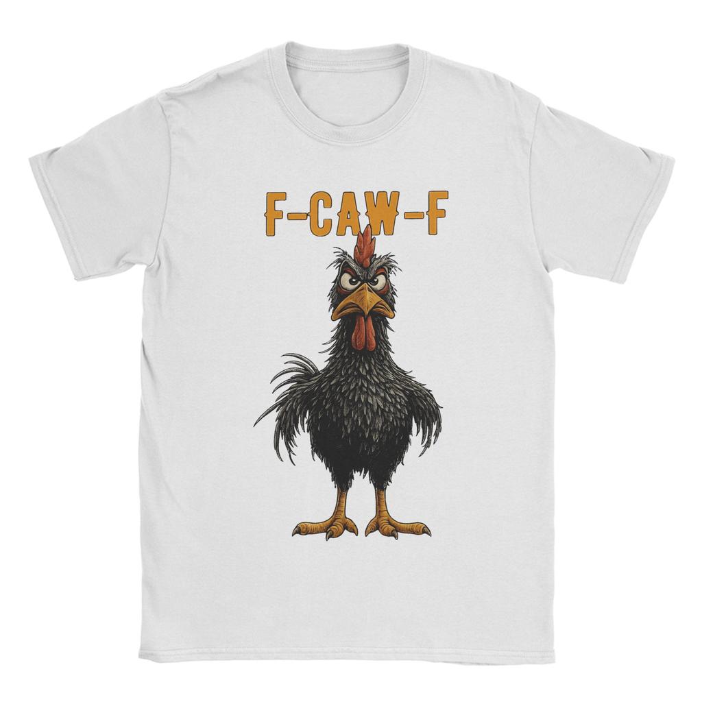 Funny F-Caw-F Black Angry Chicken Meme Cotton T Shirt For Men Summer Streetwear T Shirts O-Neck Harajuku Tee Shirt Big Size Tops