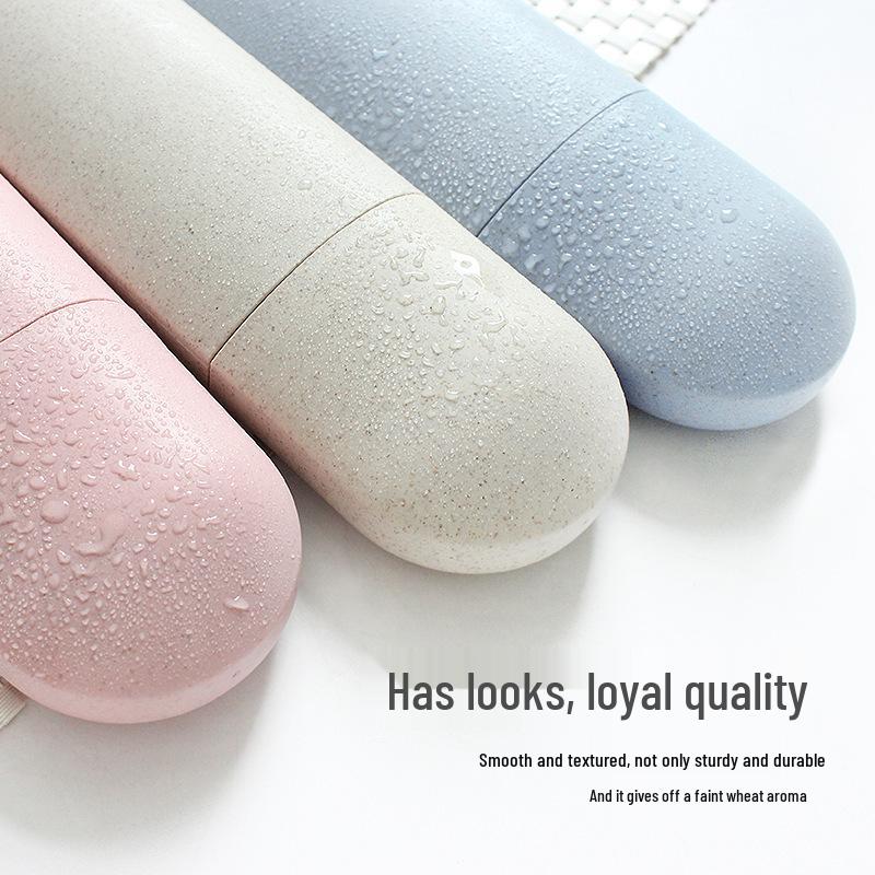 Portable Wheat Straw Toothbrush & Toothpaste Travel Case
