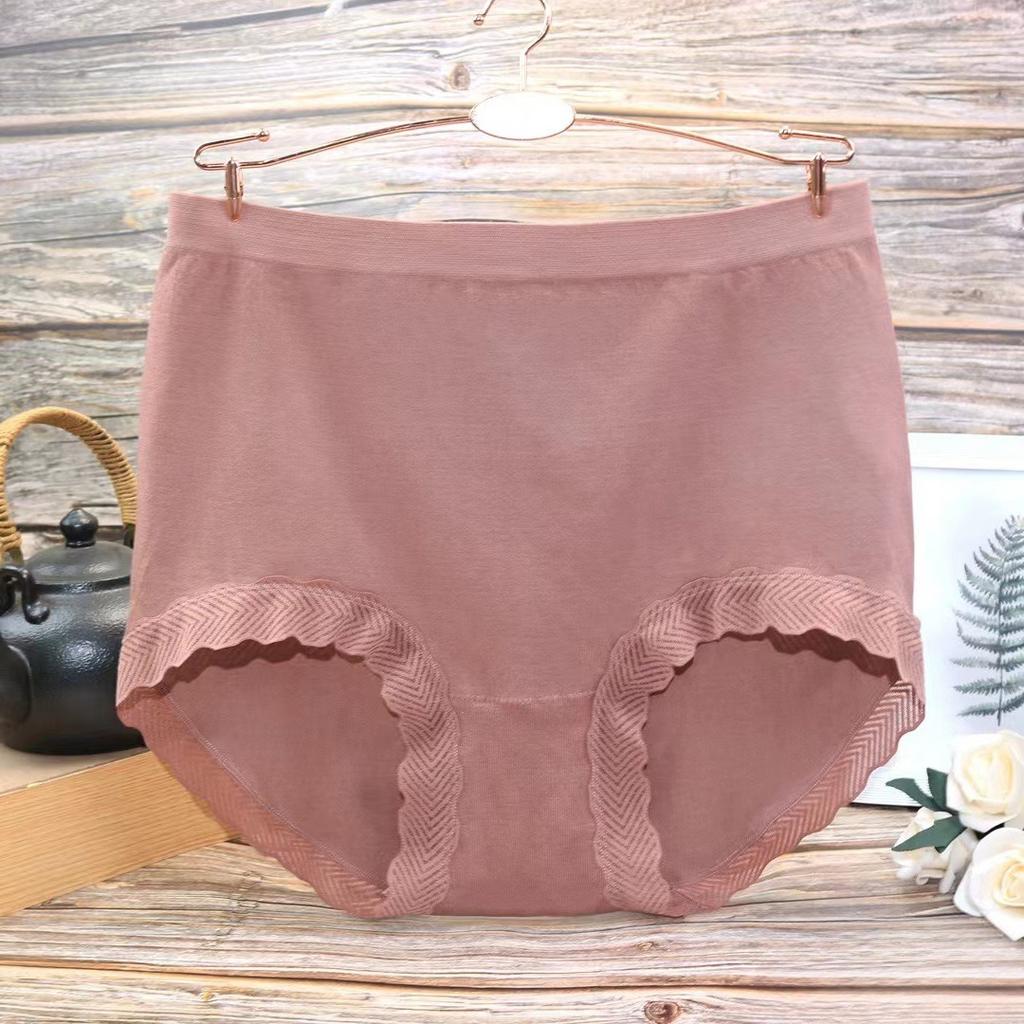 Plus Plus Size Women's Summer Lace Edge Seamless High Waist Briefs