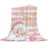 Christmas Pink Santa Claus Snowflakes Throw Blanket Christmas Blanket Soft Plush Warm Sofa Throw Blanket Holiday Gifts