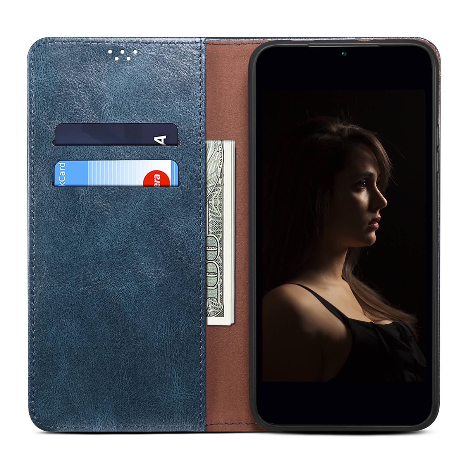 

Anti-drop PU Leather Phone Cover For Xiaomi Redmi Note 12 Pro 5G/Note 12 Pro Speed 5G/Poco X5 Pro 5G Waxy Crazy Horse Texture Wallet Stand Phone Case Blue