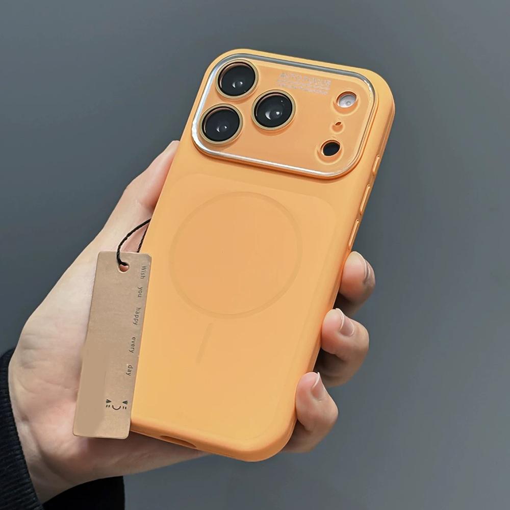 Original Liquid Soft Silicone Matte For Magsafe Magnetic Charge Case For iPhone Air 17 16 15 Pro Max Crystal Lens Protect Cover