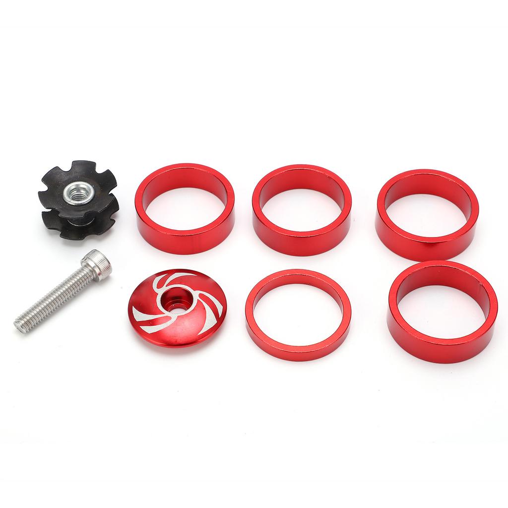 Sykkel Styrelager Gaffel Topplokk og Stjernemutter med Aluminium Skruesett for Fixed Cog 5410T SettRød