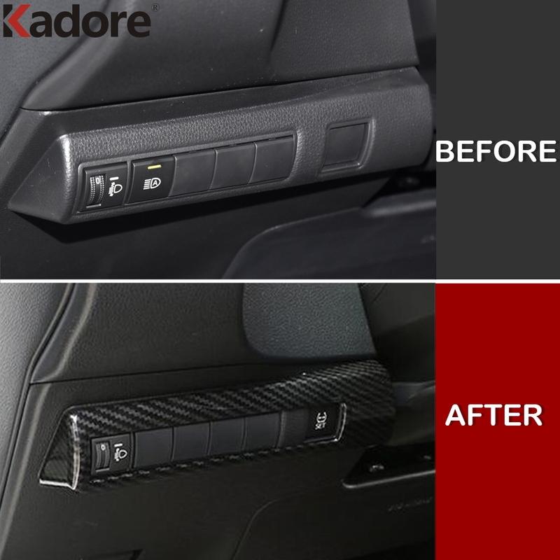 For Toyota Corolla sedan -  Carbon Fiber Car Head Light Lamp Switch Button Panel Cover Trim Interior Accessories