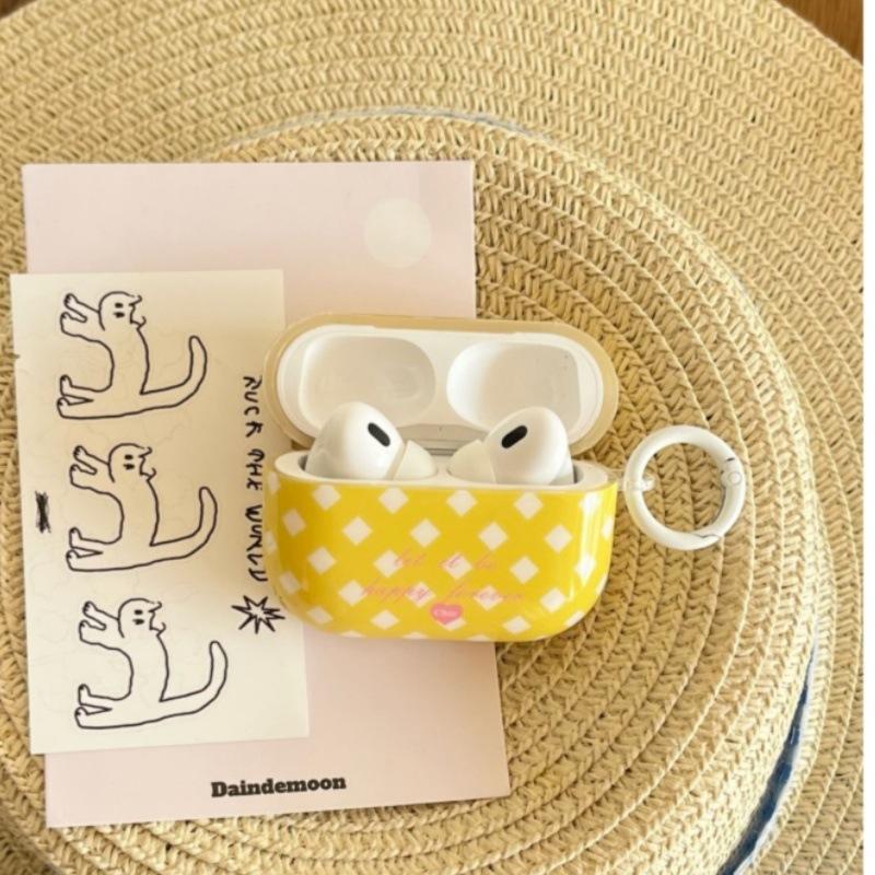 Korean yellow plaid AirPods 1 generation earphone case for Apple earphones AirPods 1 /Pro1 generation