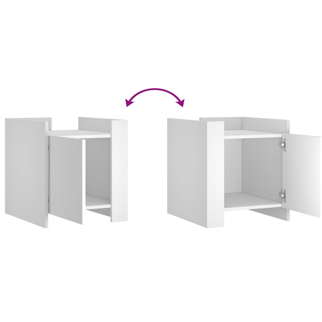 Vidaxl Bedside Table, White, 45X50X50 Cm, Wood-Based Material